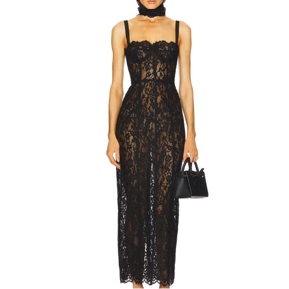 Helsa The Lace Column Dress Black XSmall New without tags